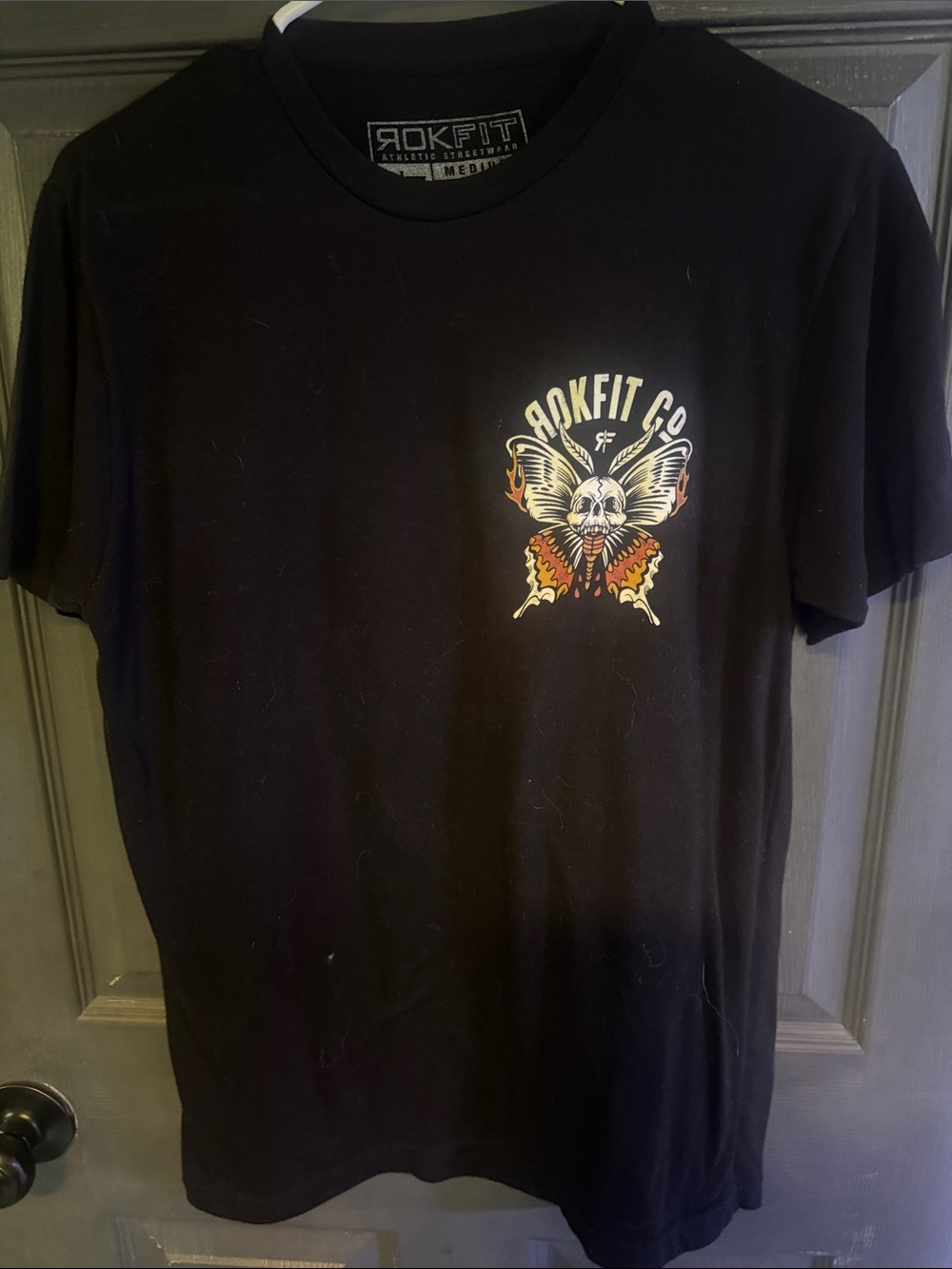 Rokfit Co Black Short-Sleeve Graphic Tee with Butterfly Skull